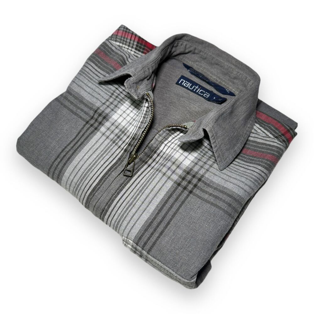 90s Vintage Nautica 1/4 Zip Relaxed Plaid Pullover Shirt Sz M Double Pocket - Picture 14 of 14